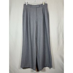 Abercrombie & Fitch Curve Love Sloane Tailored Wide Leg Pant Gray Pinstripe 8